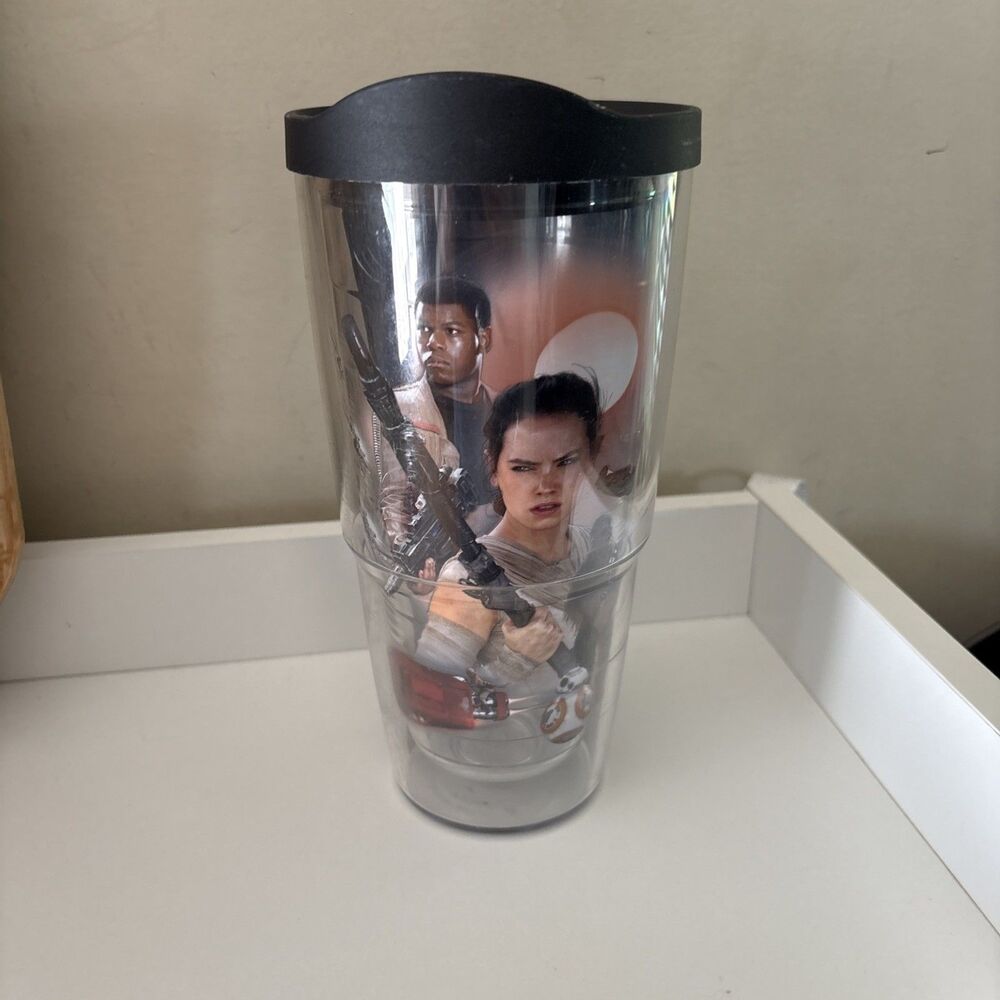 Star Wars Tervis Tumbler 24oz Cup With Lid Join The Resistance Rey Finn BB8 EUC